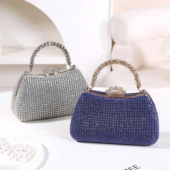 Women's Rhinestone Tote Clutch Polyester Evening Bag for Parties - Picture 7 of 7